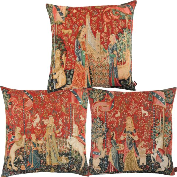 Coussins Dame à la Licorne, lot de 3