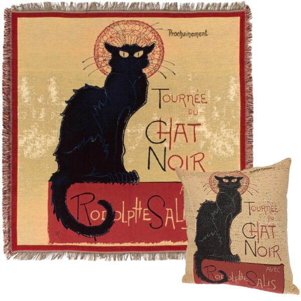 Le chat Noir plaid et coussin