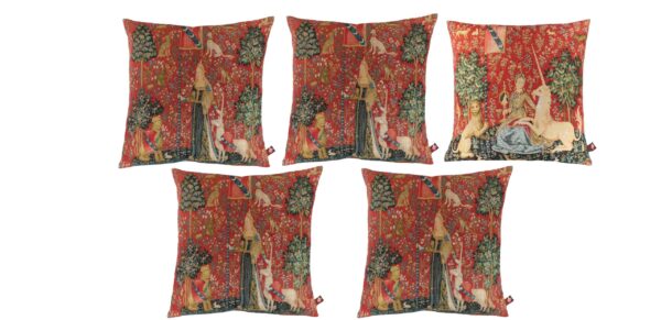 Lot de 5 coussins La Dame à la Licorne